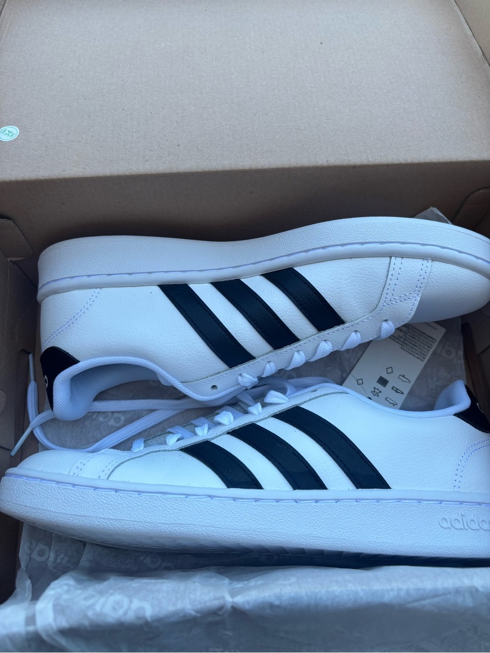 adidas White Sneakers with Black Stripes Low-Top